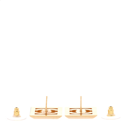 Chanel Metal Enamel CC Square Earrings Gold Black 3 of 5