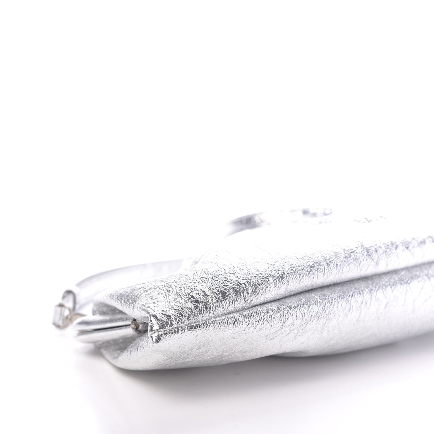 Balenciaga Metallic Textured Calfskin Logo XL Cloud Clutch Silver 8 of 10