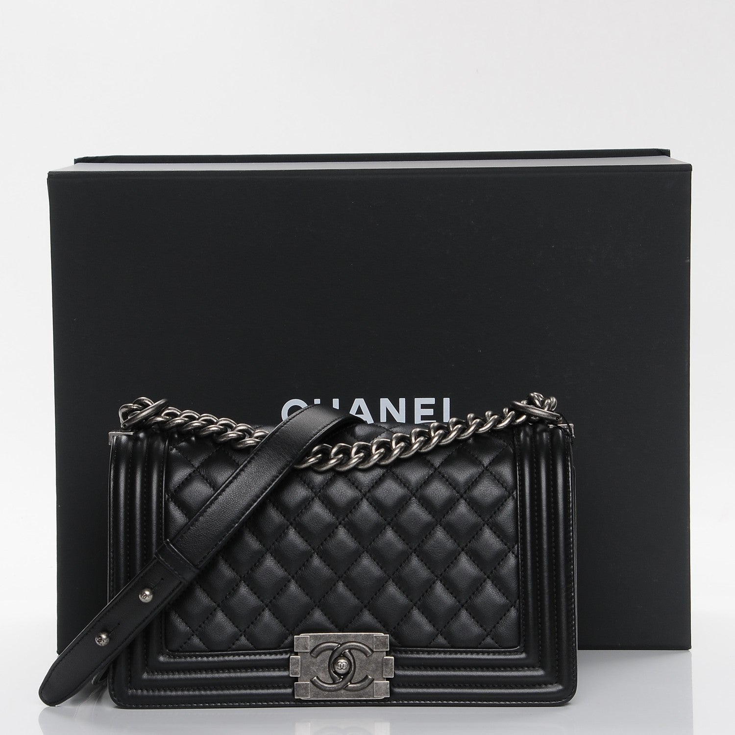 Chanel Calfskin Quilted Medium Boy Flap Black 8 of 8