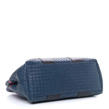 Bottega Veneta Nappa Intrecciato Stripe Tote Denim 3 of 10