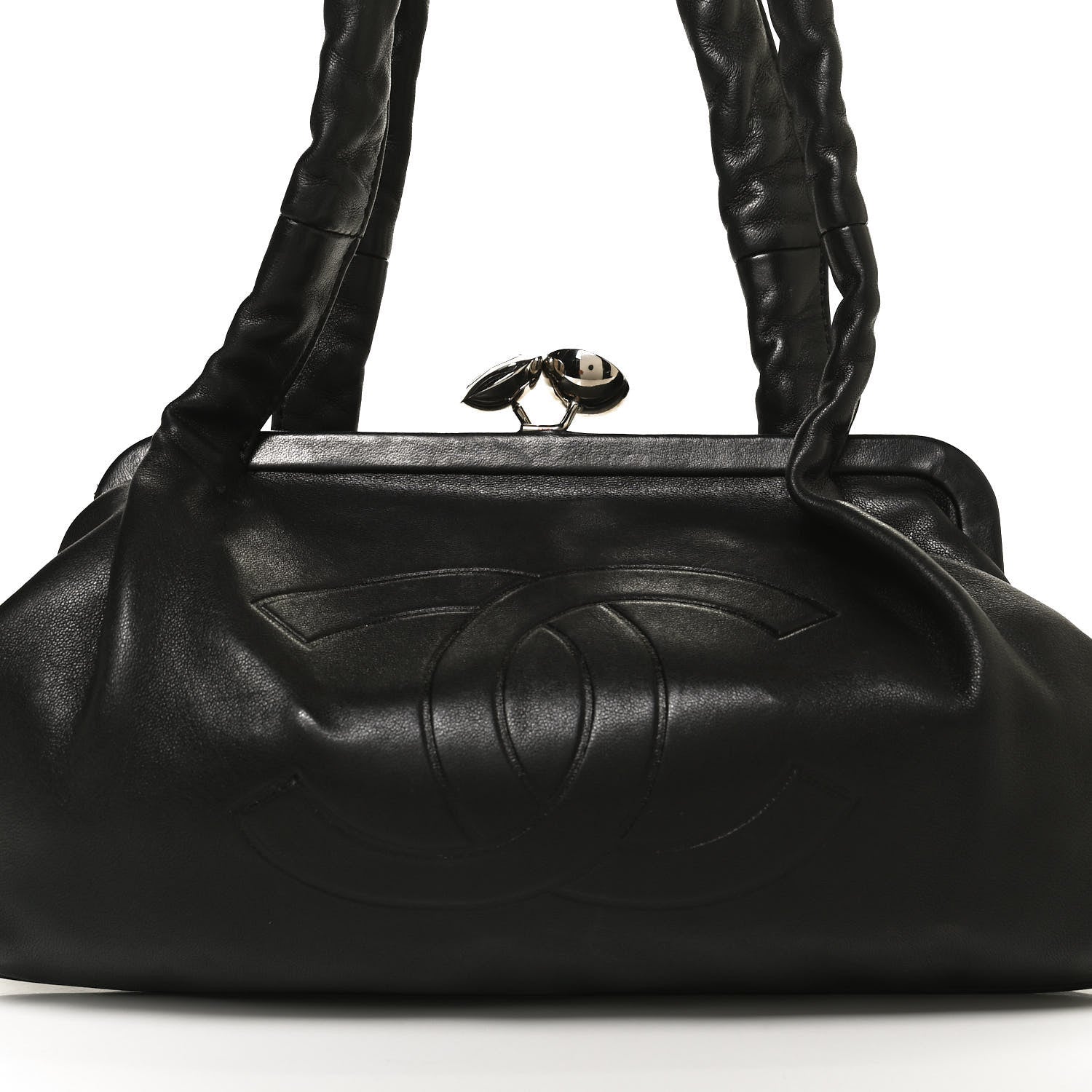 Chanel Lambskin Kiss Lock Frame Bag Black 8 of 10