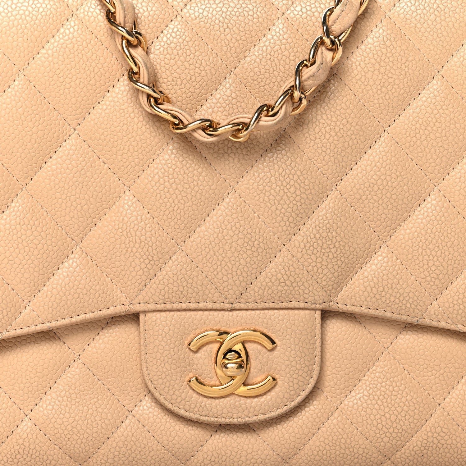 Chanel Caviar Quilted Jumbo Single Flap Beige Clair 8 of 14