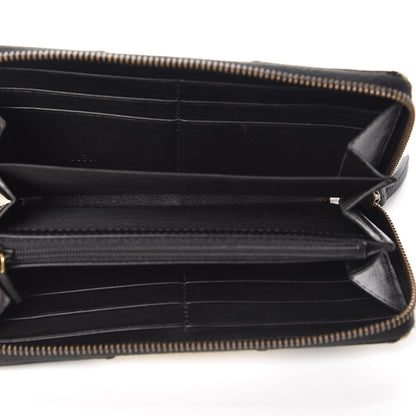 Gucci Calfskin Matelasse GG Marmont Zip Around Wallet Black White 5 of 8