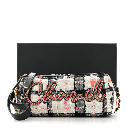 Chanel Tweed Calfskin Signe Bowling Bag White Black 11 of 11