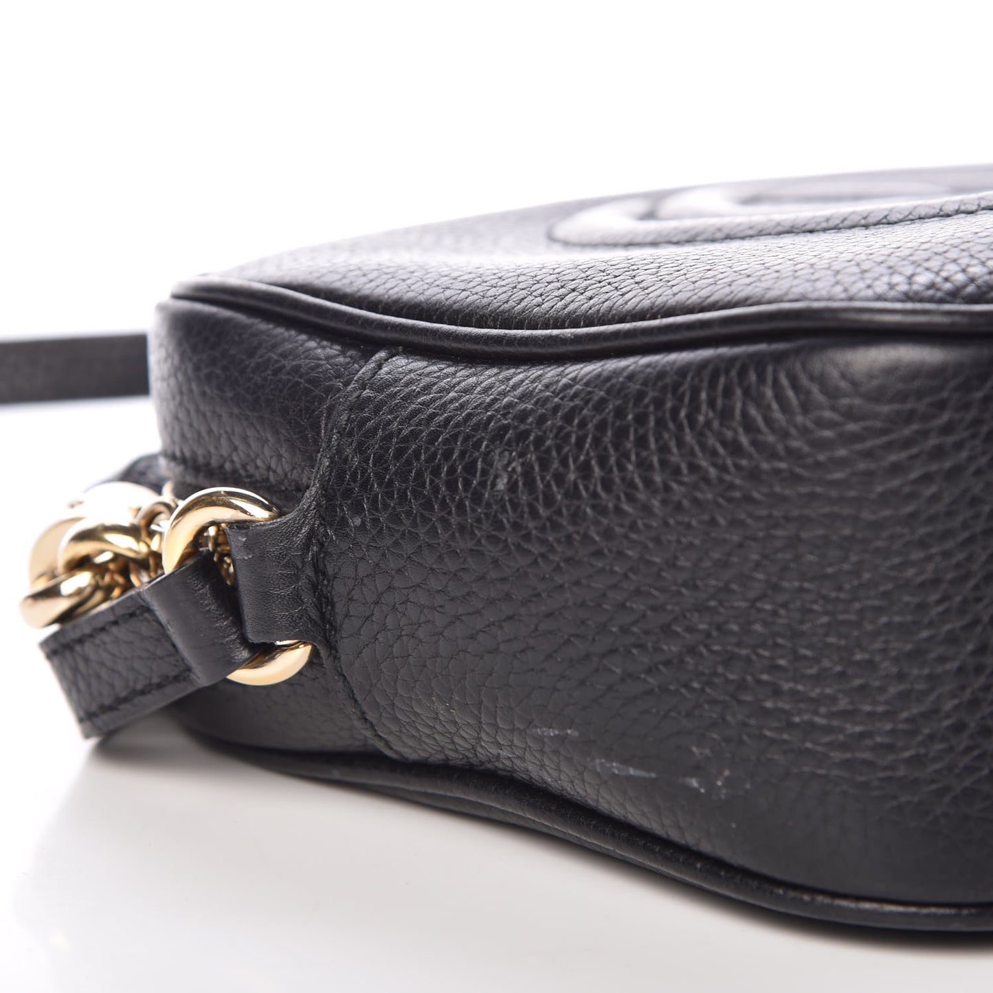 Pebbled Calfskin Small Soho Disco Bag Black