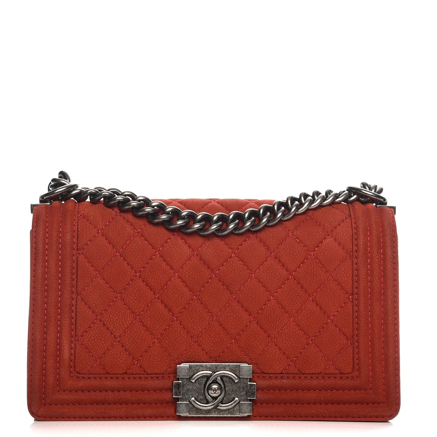 Iridescent Caviar Quilted Medium Boy Flap Red