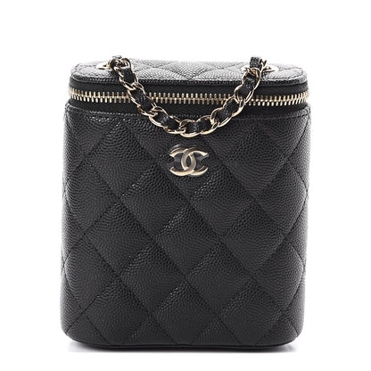 Chanel Caviar Quilted Small Vertical Coco Beauty Vanity Case With Chain Black 1 of 7