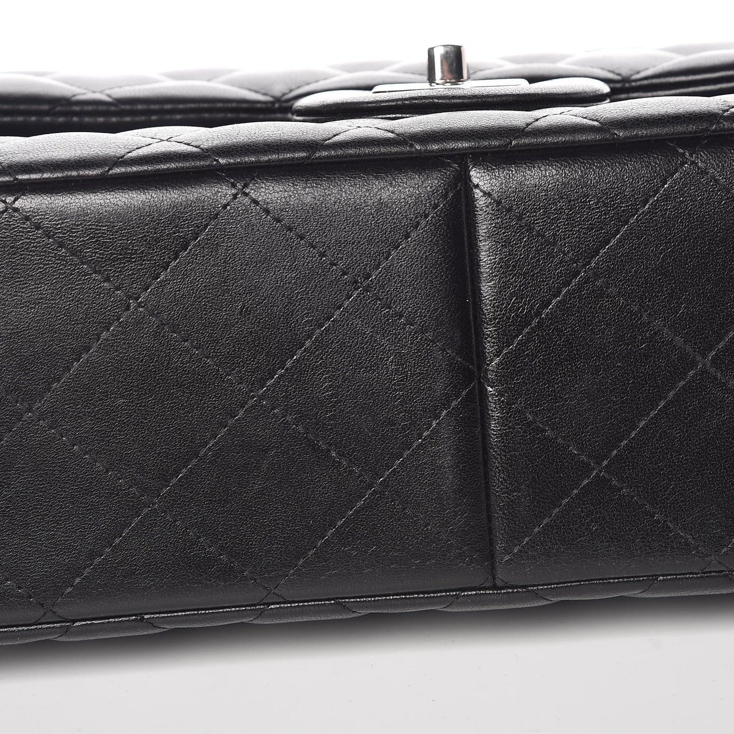 Lambskin Quilted Jumbo Double Flap Black