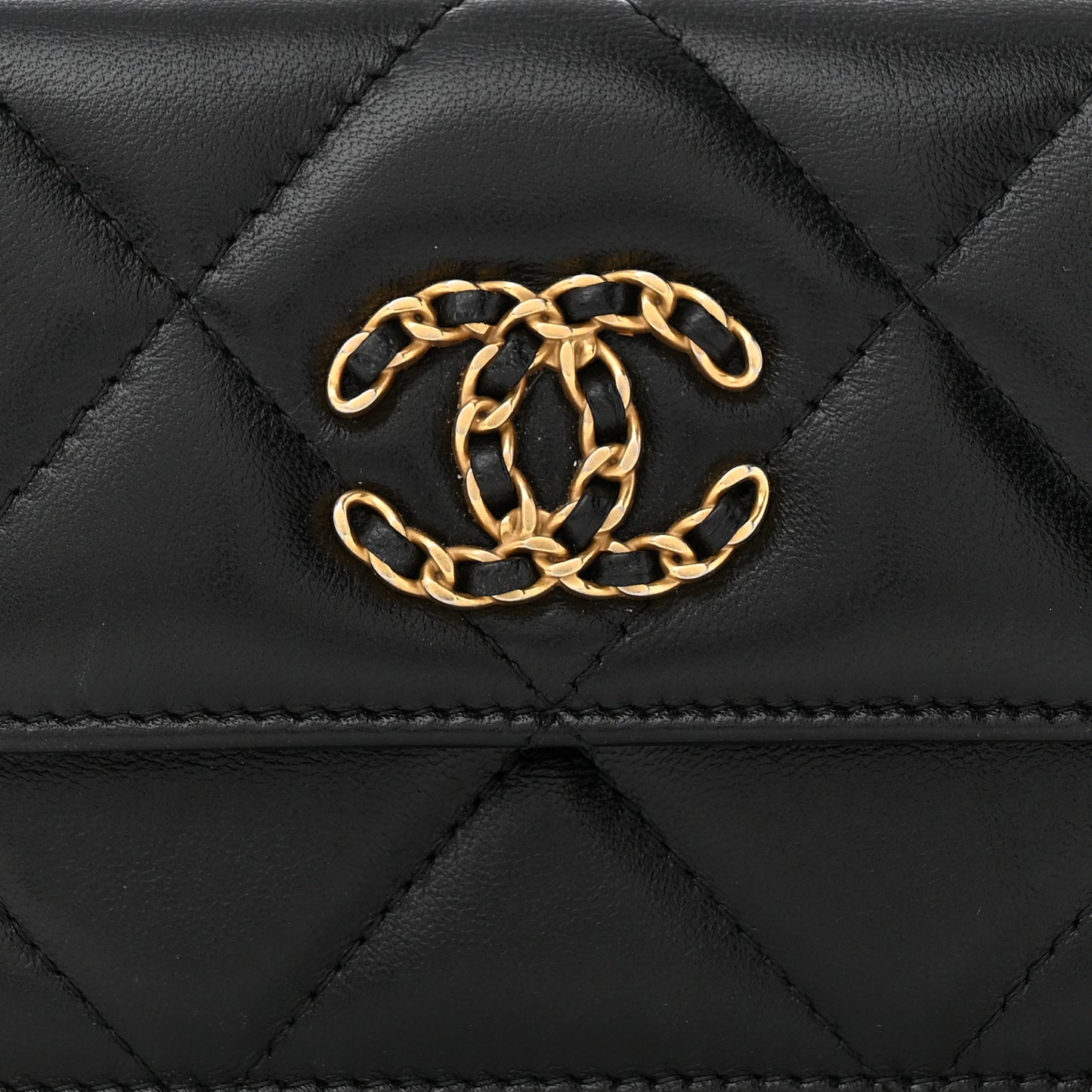 Lambskin Quilted Chanel 19 Flap Belt Bag Black