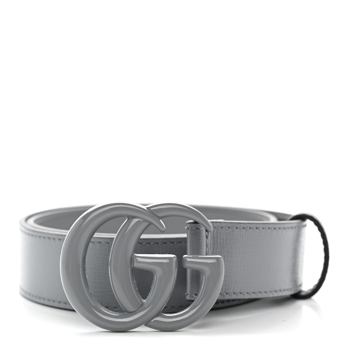 Azalea Calfskin Enamel Monochrome Double G 30mm 70 28 Belt Deep Grey