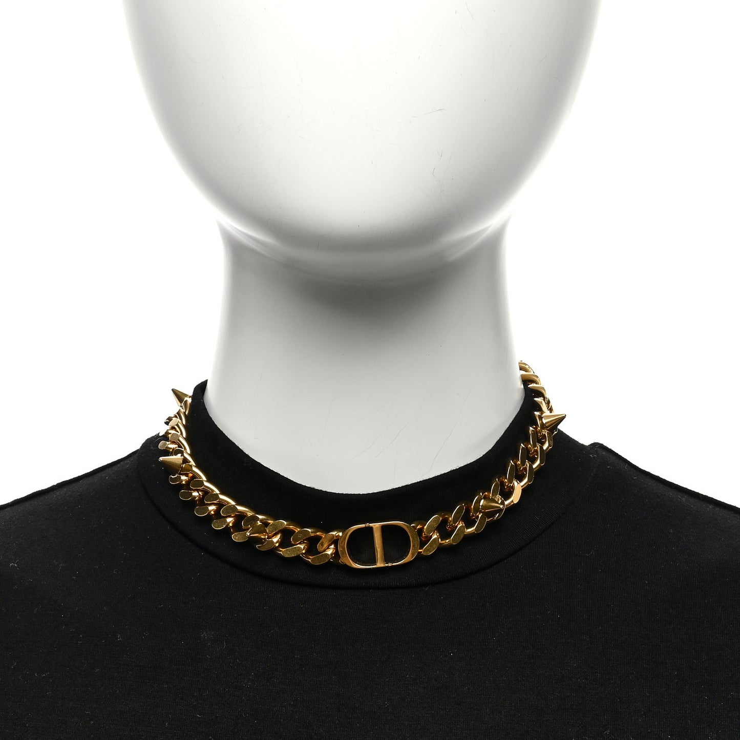Metal CD Spikes Choker Necklace Gold