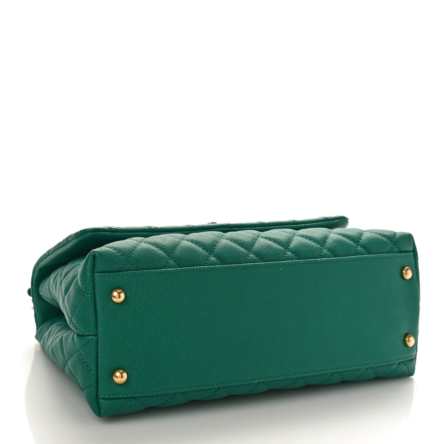 Caviar Quilted Small Coco Handle Flap Green