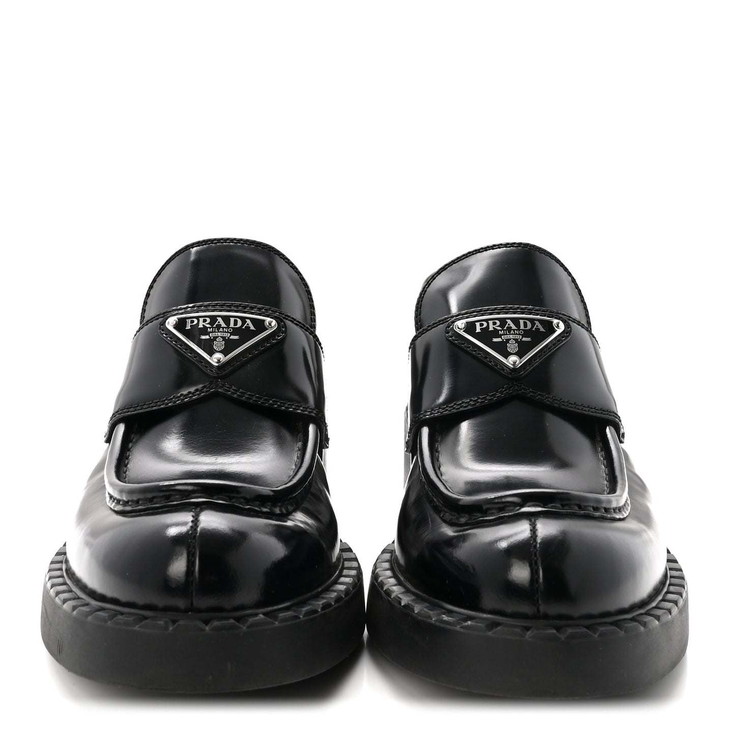 Spazzolato Metal Triangle Logo 50mm Loafers 37 Black