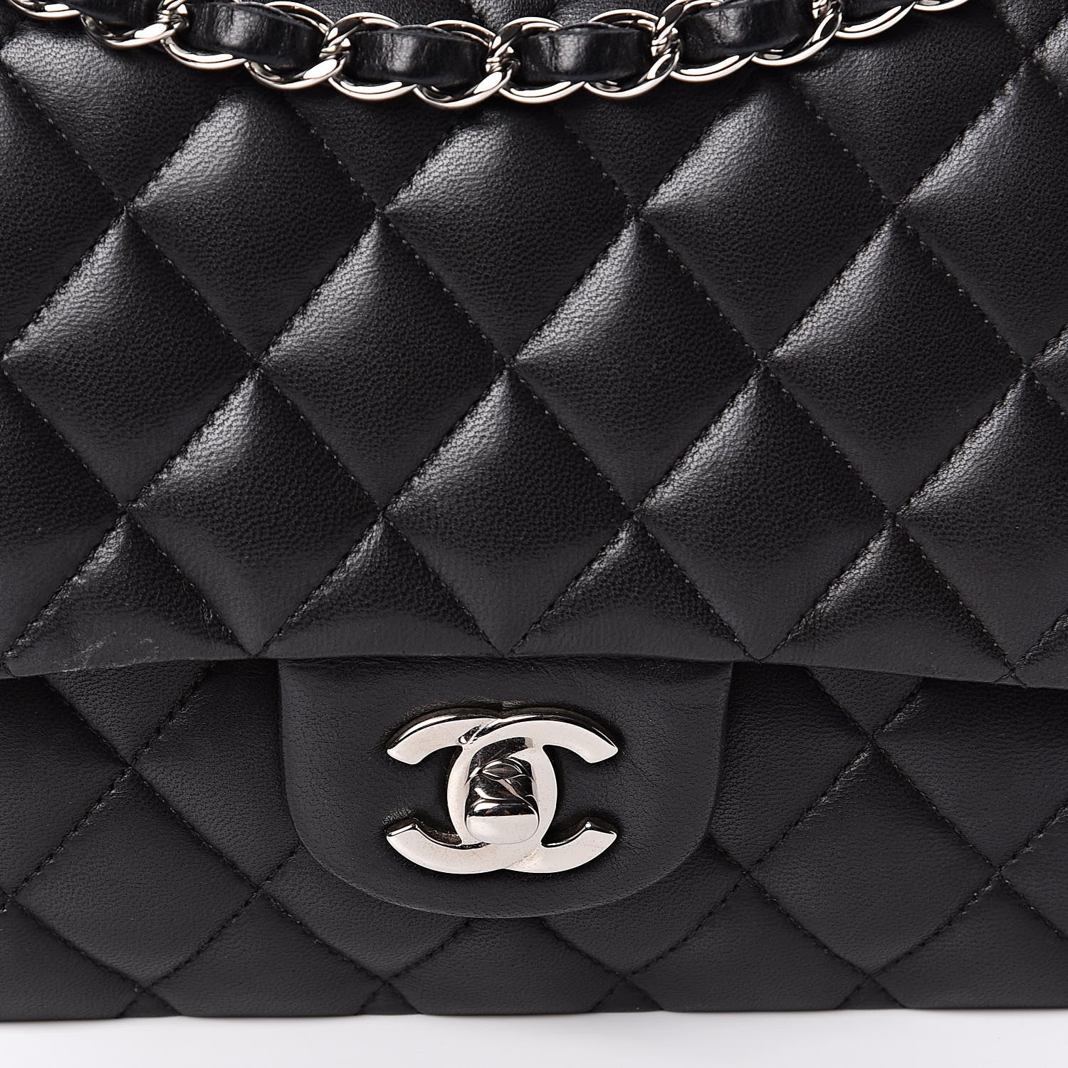 Chanel Lambskin Quilted Medium Double Flap Black 10 of 16