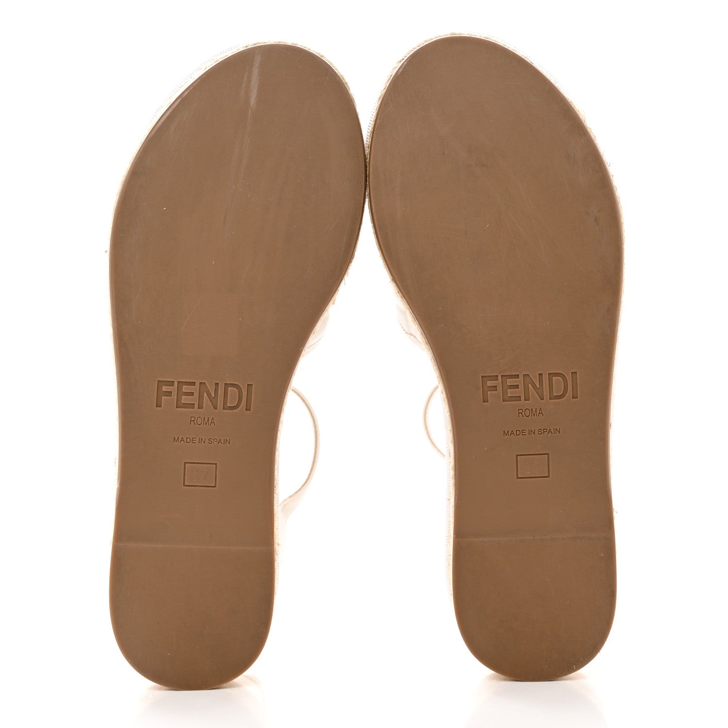 Fendi Nappa FF Embossed Espadrille Platform Sandals 37 Snow 5 of 8