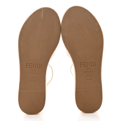 Fendi Nappa FF Embossed Espadrille Platform Sandals 37 Snow 5 of 8