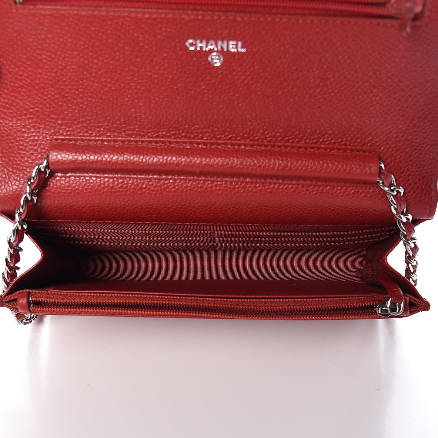 Caviar Quilted Wallet on Chain WOC Red