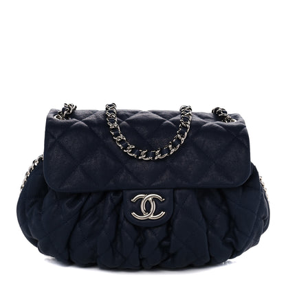 Chanel Washed Lambskin Quilted Mini Chain Around Flap Navy 1 of 9