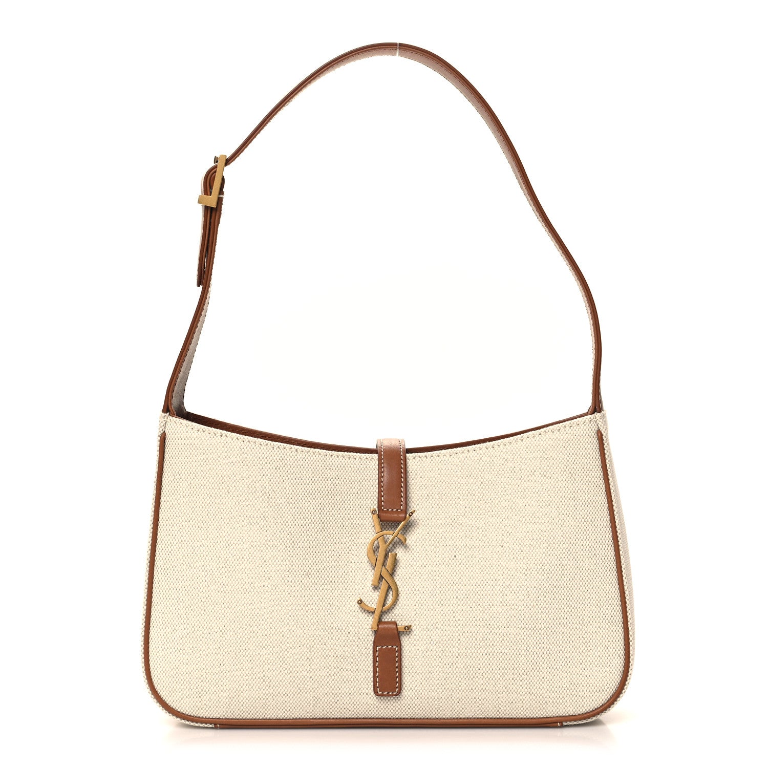 Saint Laurent Smooth Calfskin Canvas Le 5 A 7 Hobo Natural Beige Brick 1 of 10