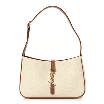 Saint Laurent Smooth Calfskin Canvas Le 5 A 7 Hobo Natural Beige Brick 1 of 10
