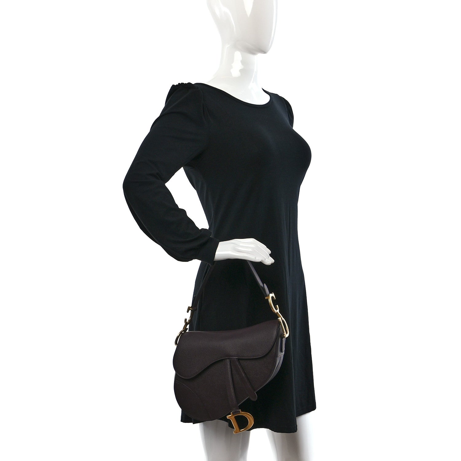 Christian Dior Grained Calfskin Saddle Bag Burgundy 2 of 9