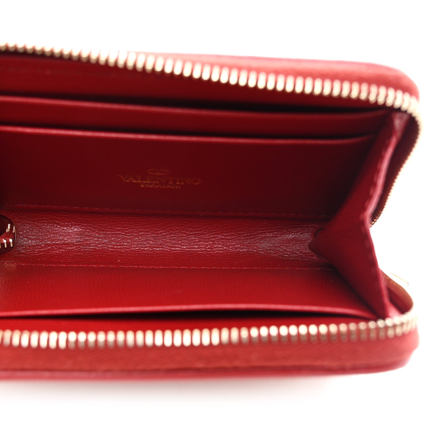 Valentino Garavani Toile Iconographe Zip Wallet Naturale Rosso