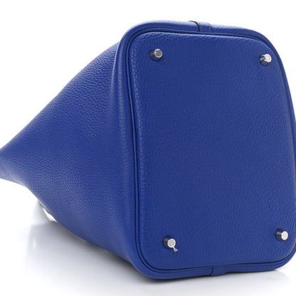Hermes Taurillon Clemence Matte Alligator Picotin Lock Touch 22 MM Bleu Electrique 8 of 9