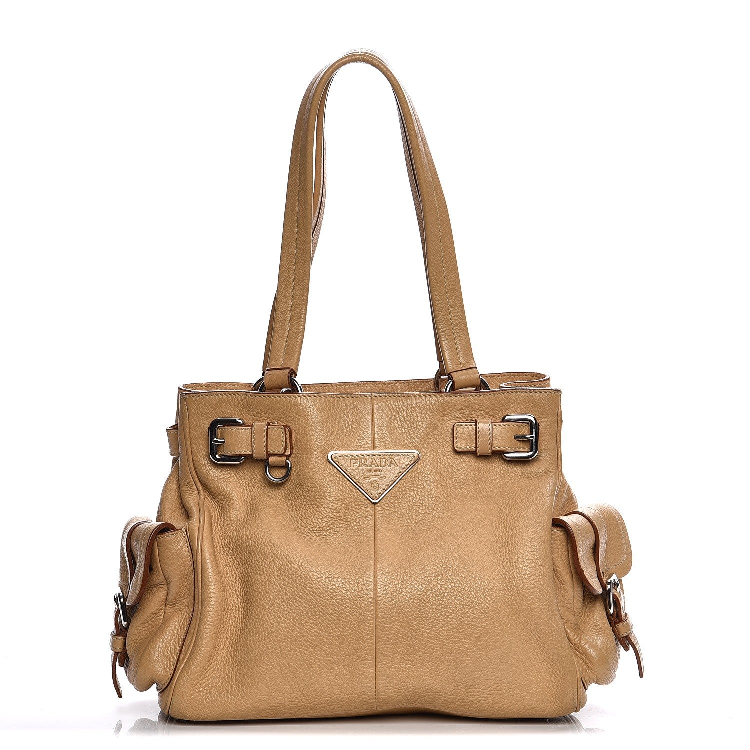 Prada Vitello Daino Buckle Shoulder Bag Sabbia 1 of 10