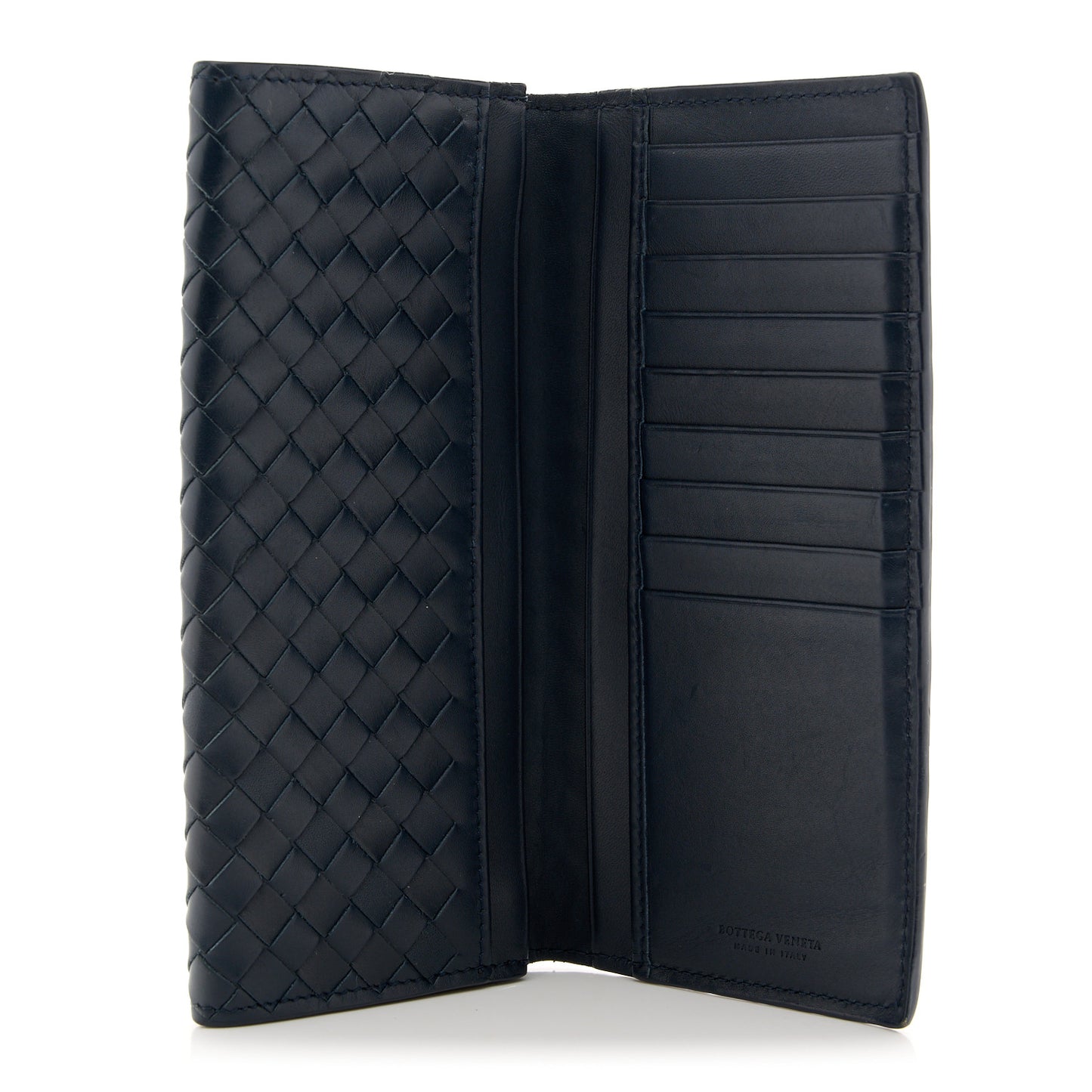 Nappa Intrecciato Continental Flap Wallet Blue