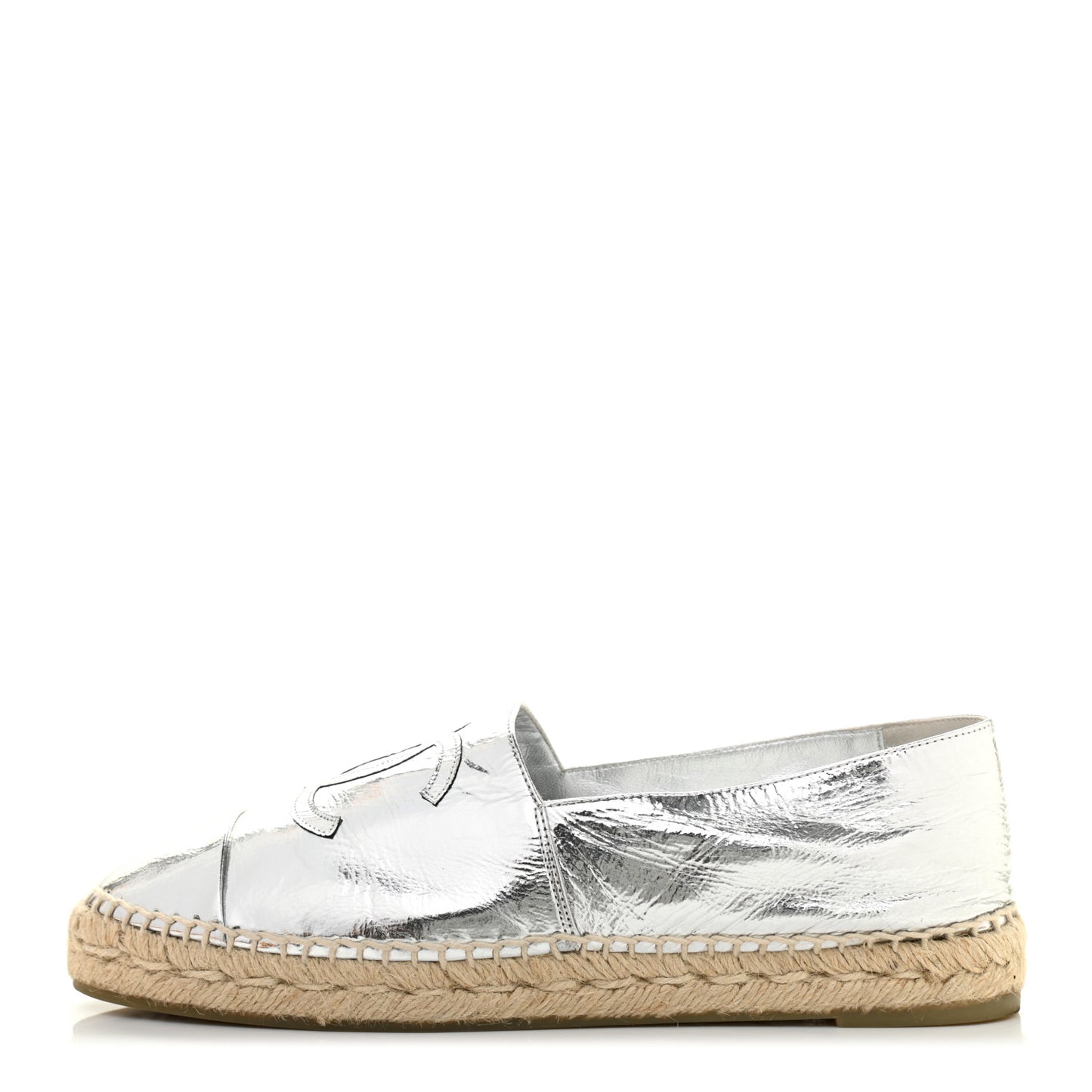 Laminated Goatskin CC Espadrilles 40 Silver