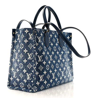 Louis Vuitton Monogram Jacquard Denim Onthego MM Bleu 3 of 8