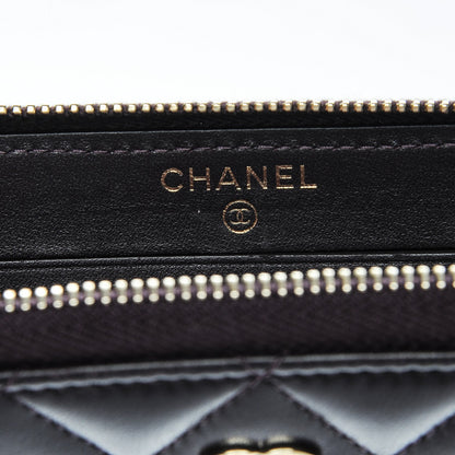 Chanel Lambskin Quilted Small Zip Around Wallet Purple 8 of 8