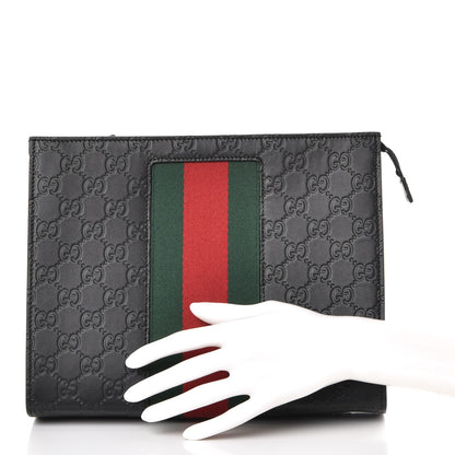 Gucci Guccissima Signature Web New Web Cosmetic Case Black 2 of 7