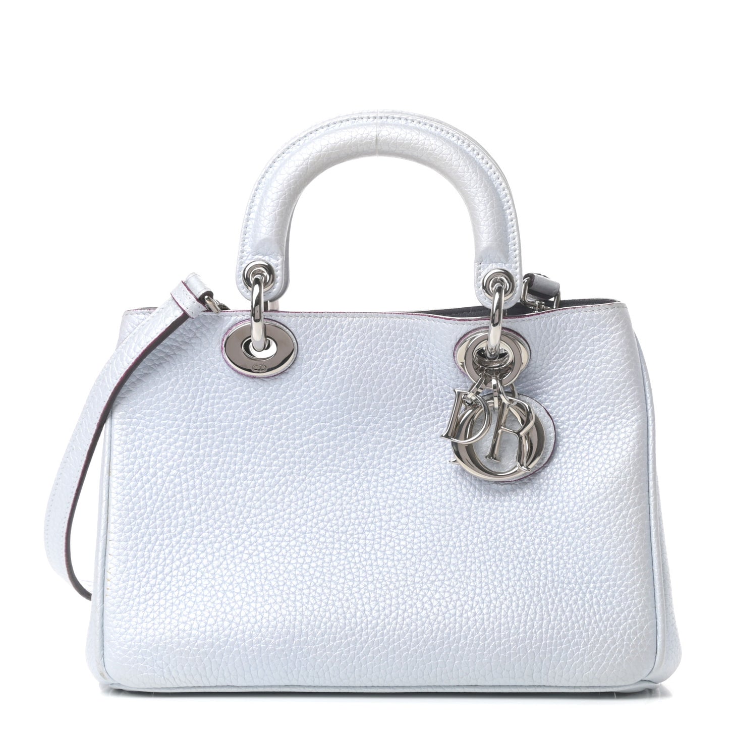 Metallic Bullcalf Mini Diorissimo Tote Light Blue