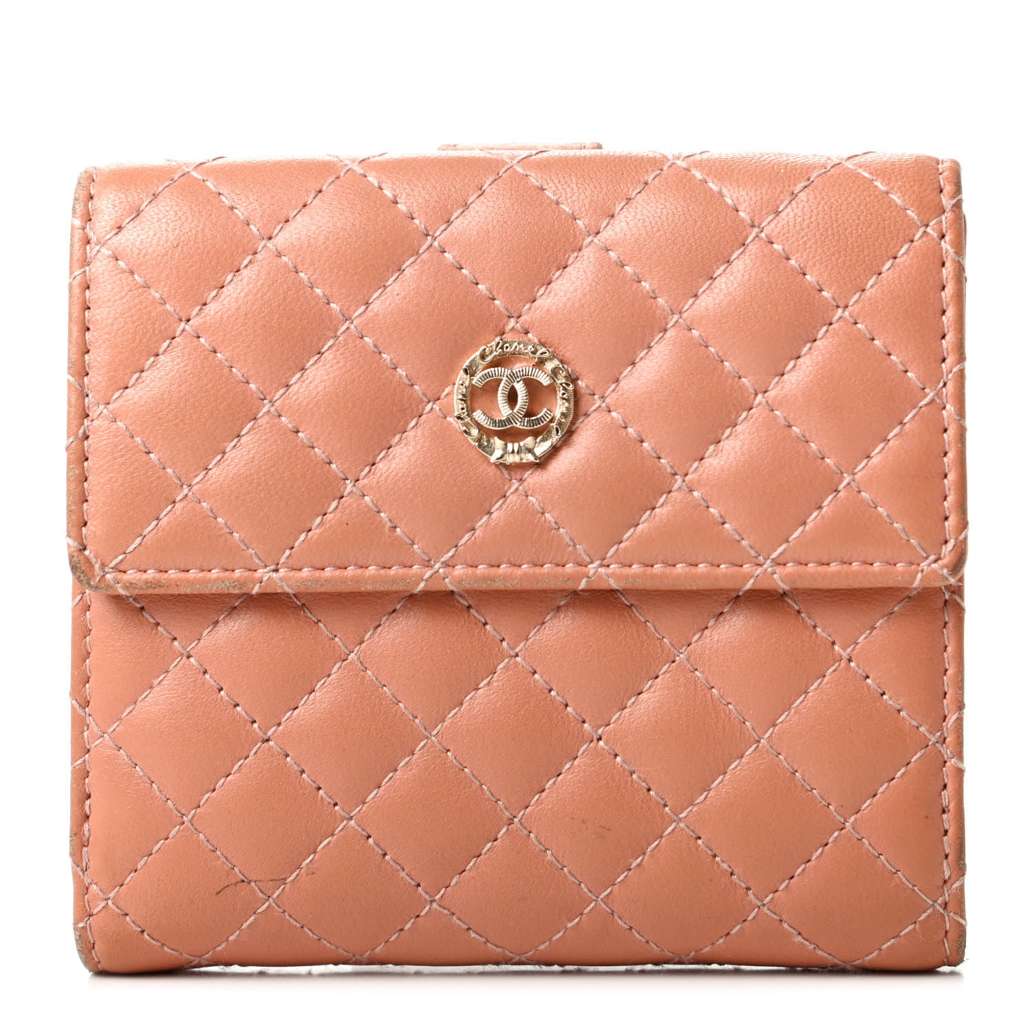 Chanel Lambskin Micro Quilted Compact French Wallet Dark Beige 1 of 11