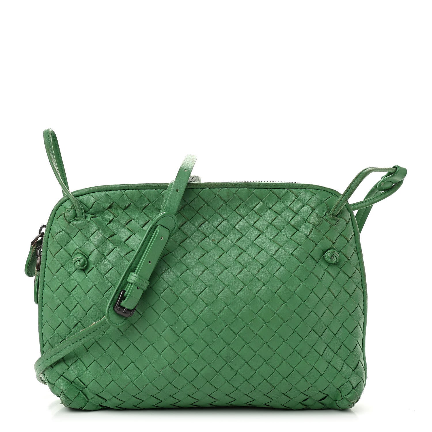 Bottega Veneta Nappa Intrecciato Nodini Crossbody Messenger Green 1 of 17