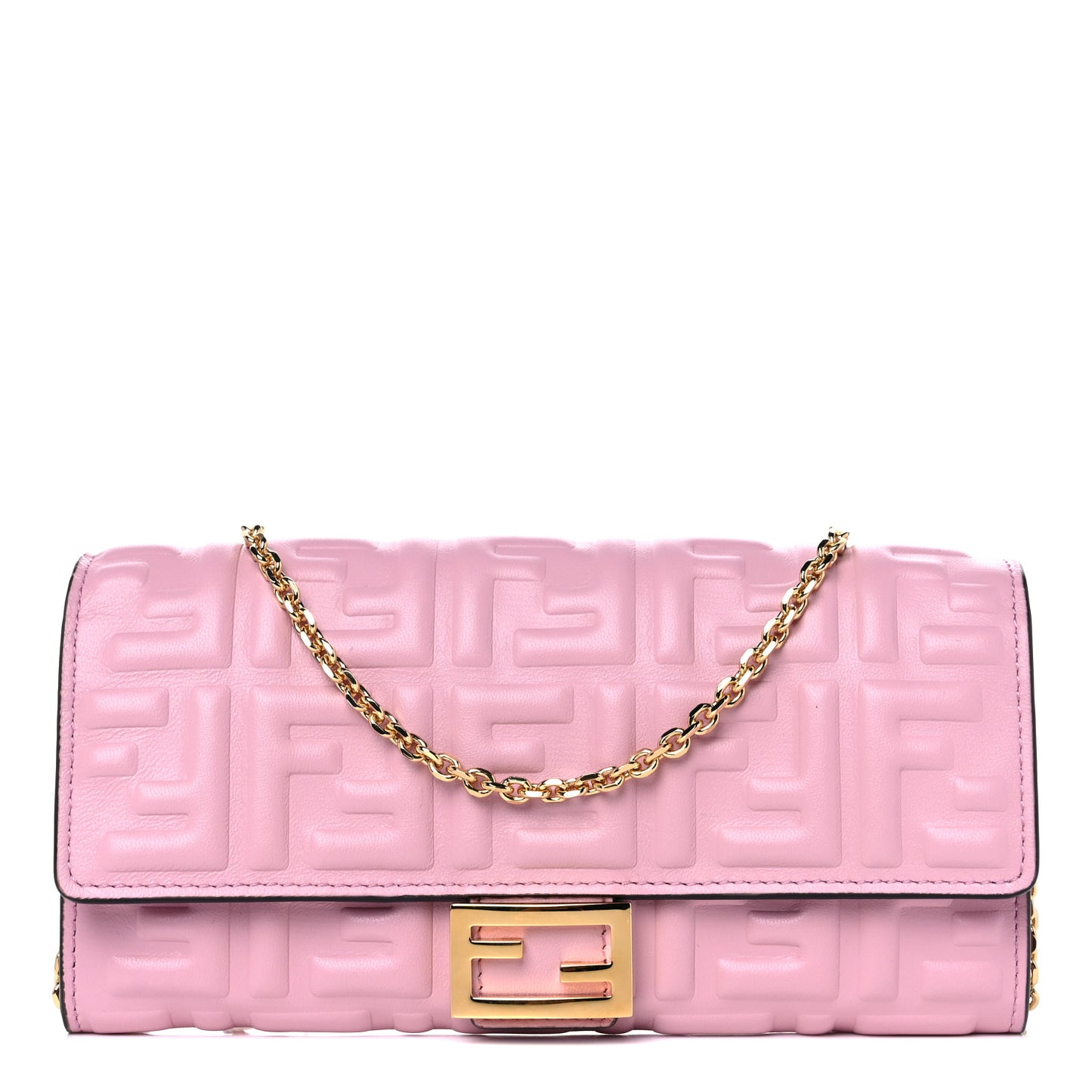 Nappa Matisse FF Embossed Continental Wallet On Chain Rosa Acquerello
