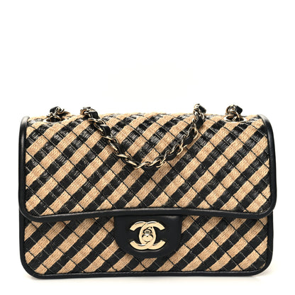 Chanel Raffia Jute Striped Small Urban Jungle Single Flap Black Beige 1 of 12