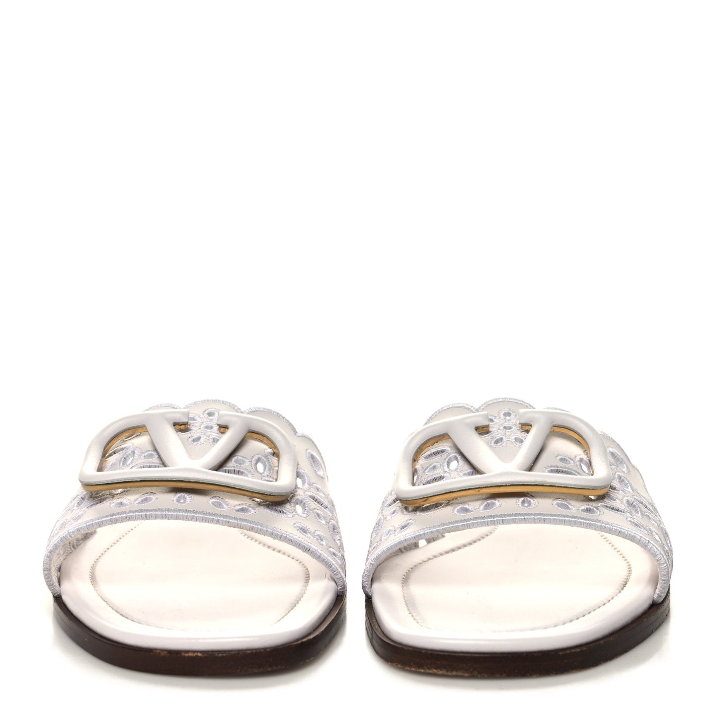 Calfskin Vlogo Lasercut Slide Sandals 38 Optic White
