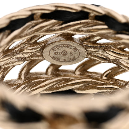 Chanel Metal Crystal Lambskin CC Ring 54 Gold Black 4 of 5