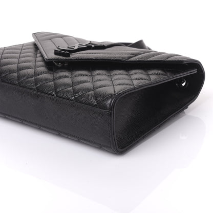 Saint Laurent Grain De Poudre Textured Mixed Matelasse Triquilt Medium Monogram Satchel Black 8 of 8