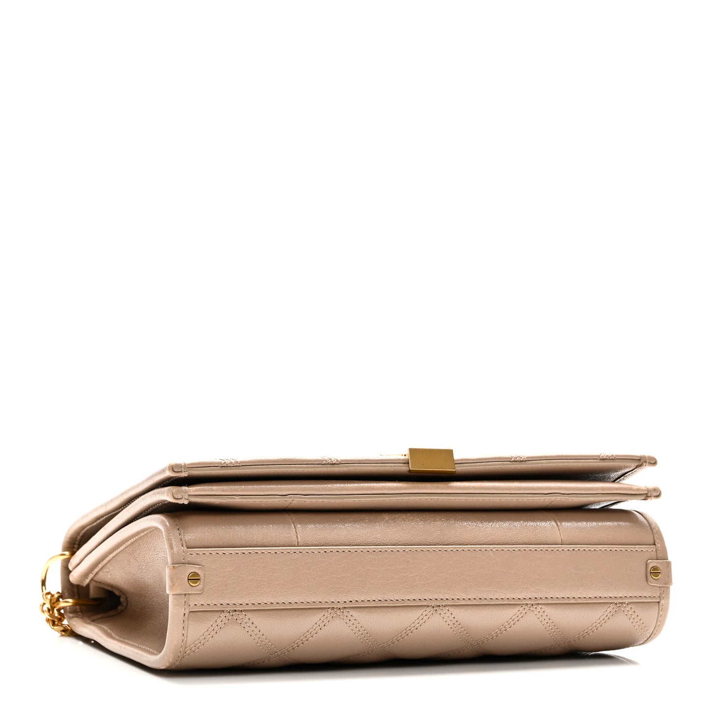 Lambskin Quilted Mini Becky Chain Bag Gold Sand