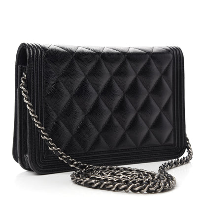 Chanel Caviar Quilted Boy Wallet On Chain WOC Black 3 of 14
