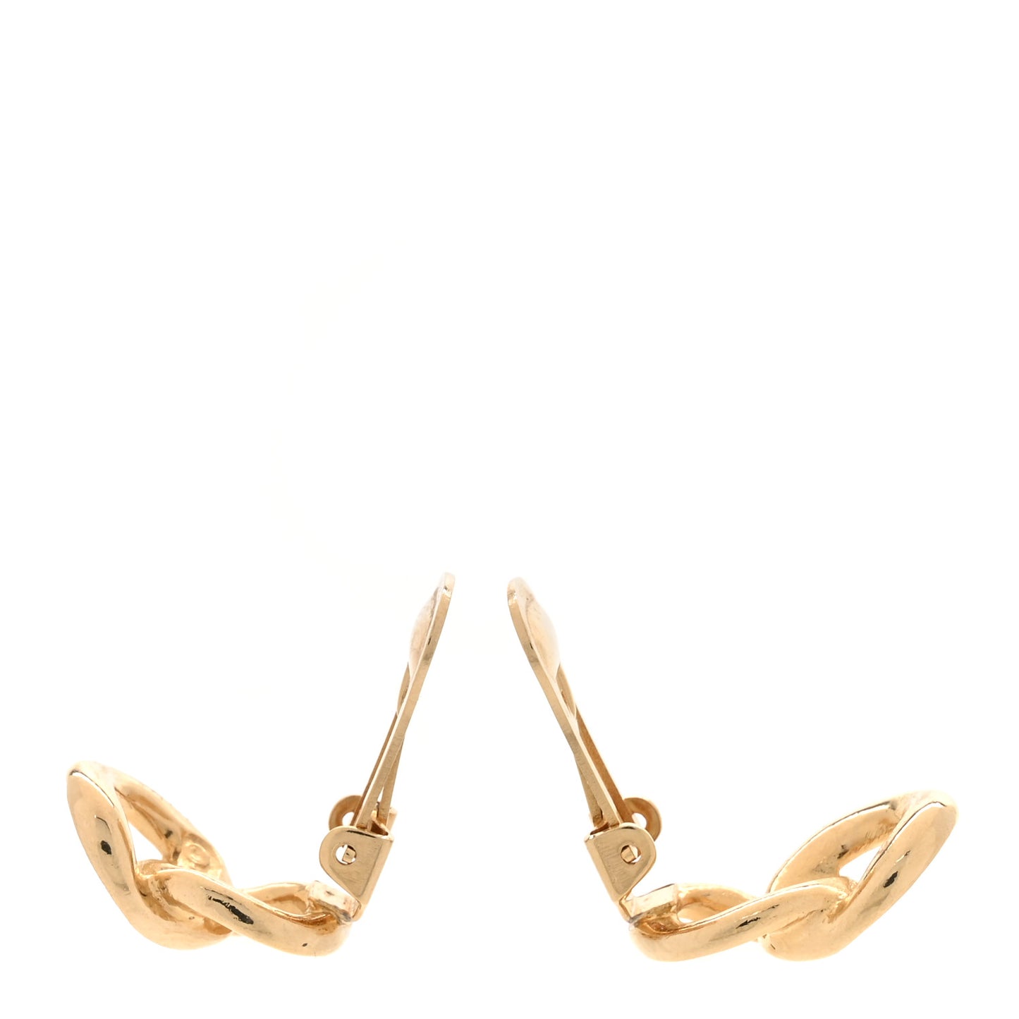 Enamel Chain Link Clip On Earrings Gold Yellow