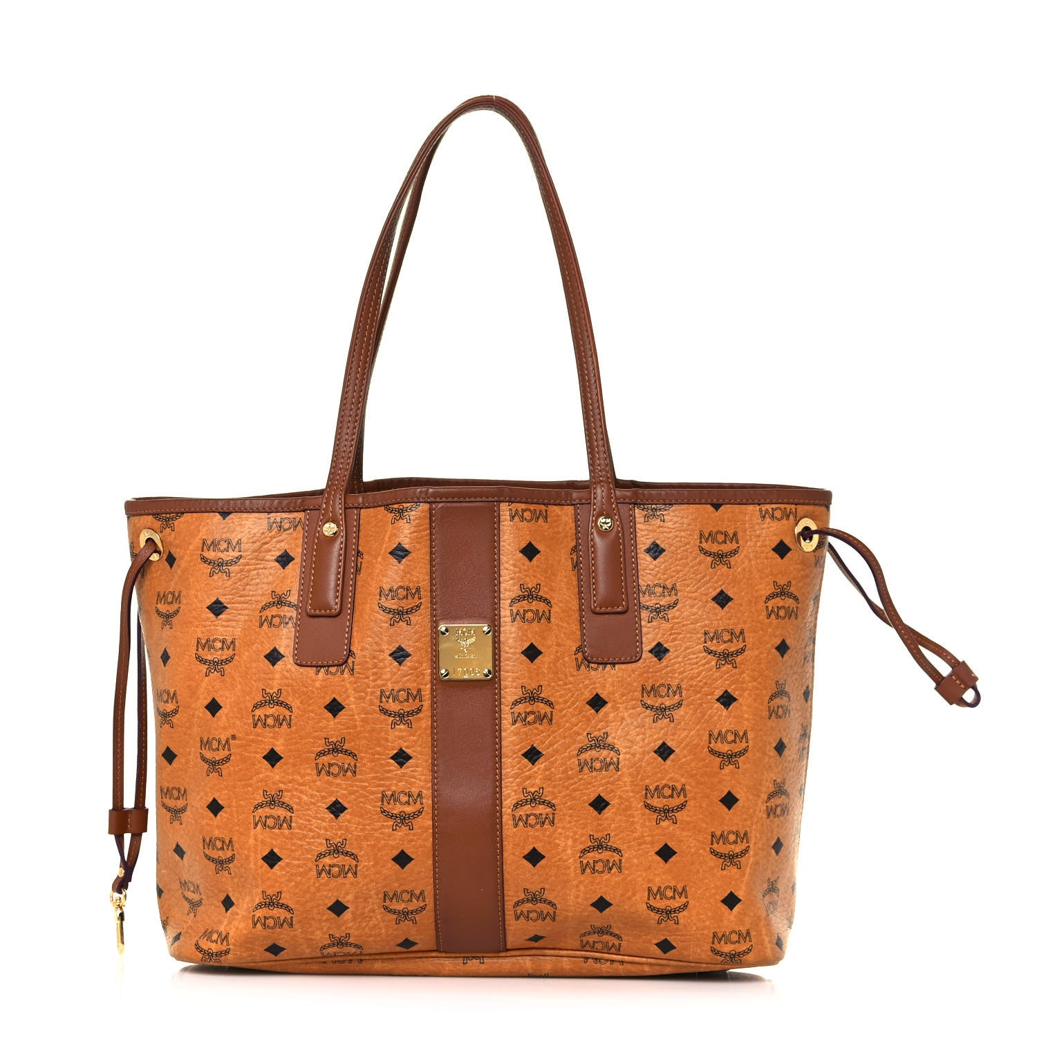 MCM Visetos Medium Liz Reversible Shopper Tote Cognac 1 of 20