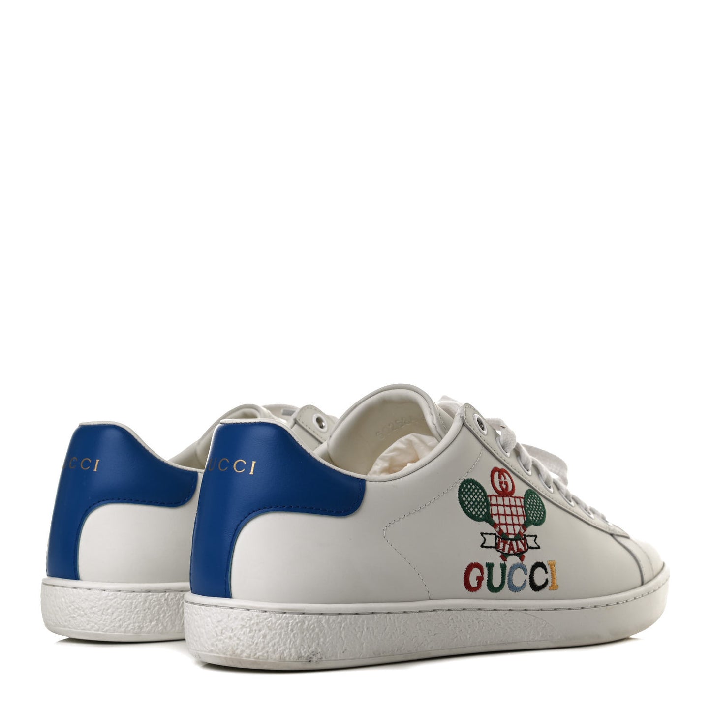 Calfskin Miro Soft Tennis Embroidered Womens Ace Sneakers 39 White Rio Blue