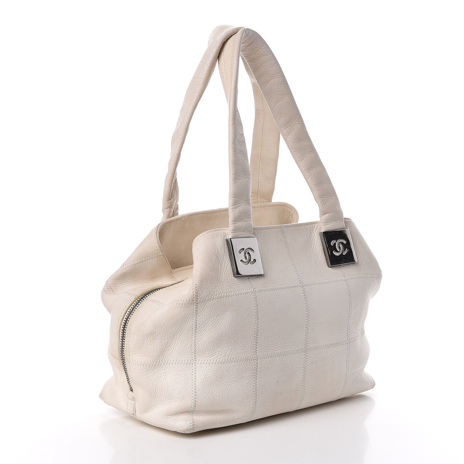 Chanel Caviar Square Stitched Large Tote White 3 of 23