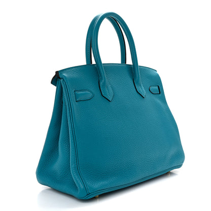 Hermes Taurillon Clemence Birkin 30 Turquoise 3 of 12