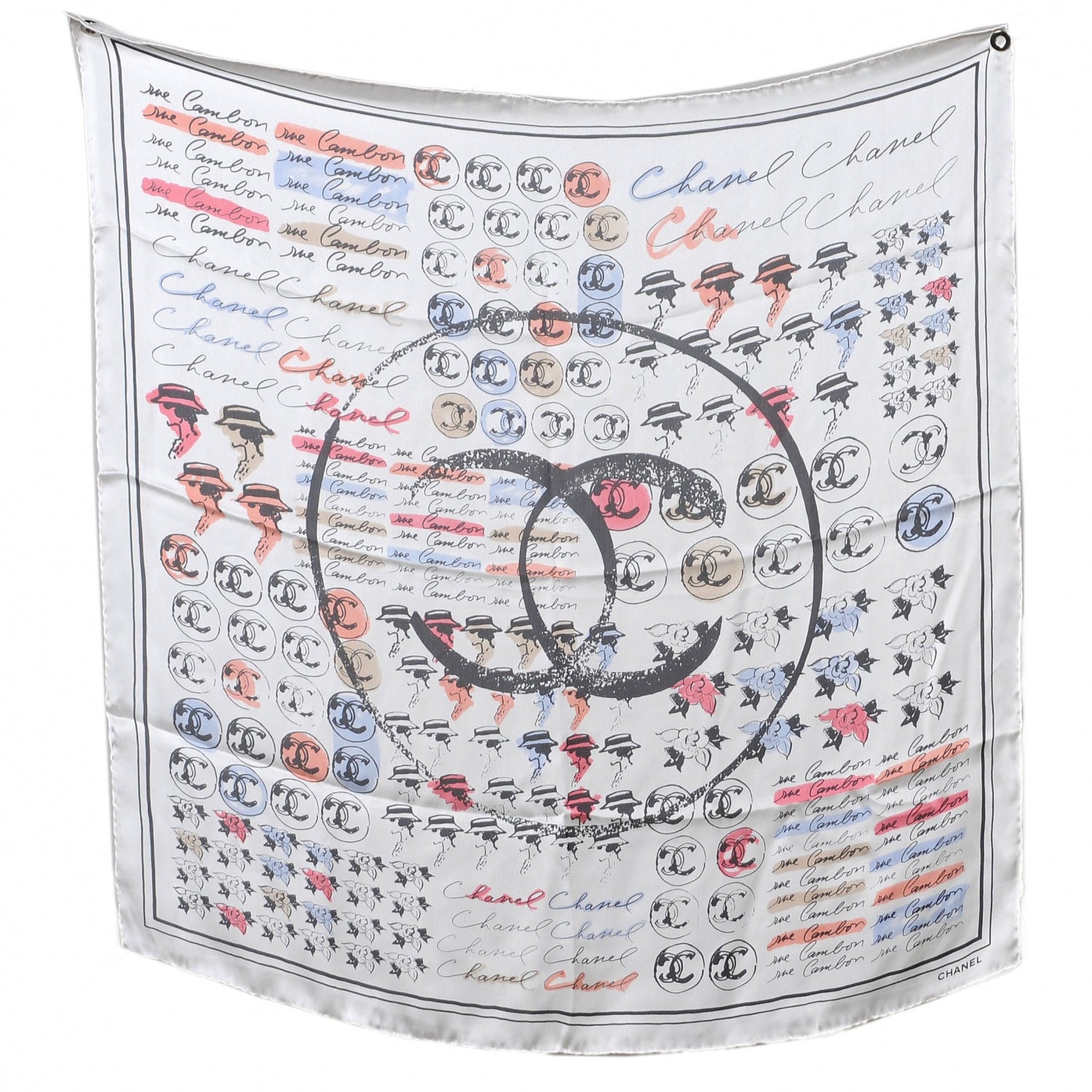 Chanel Silk CC Icon Print Scarf 2 of 8