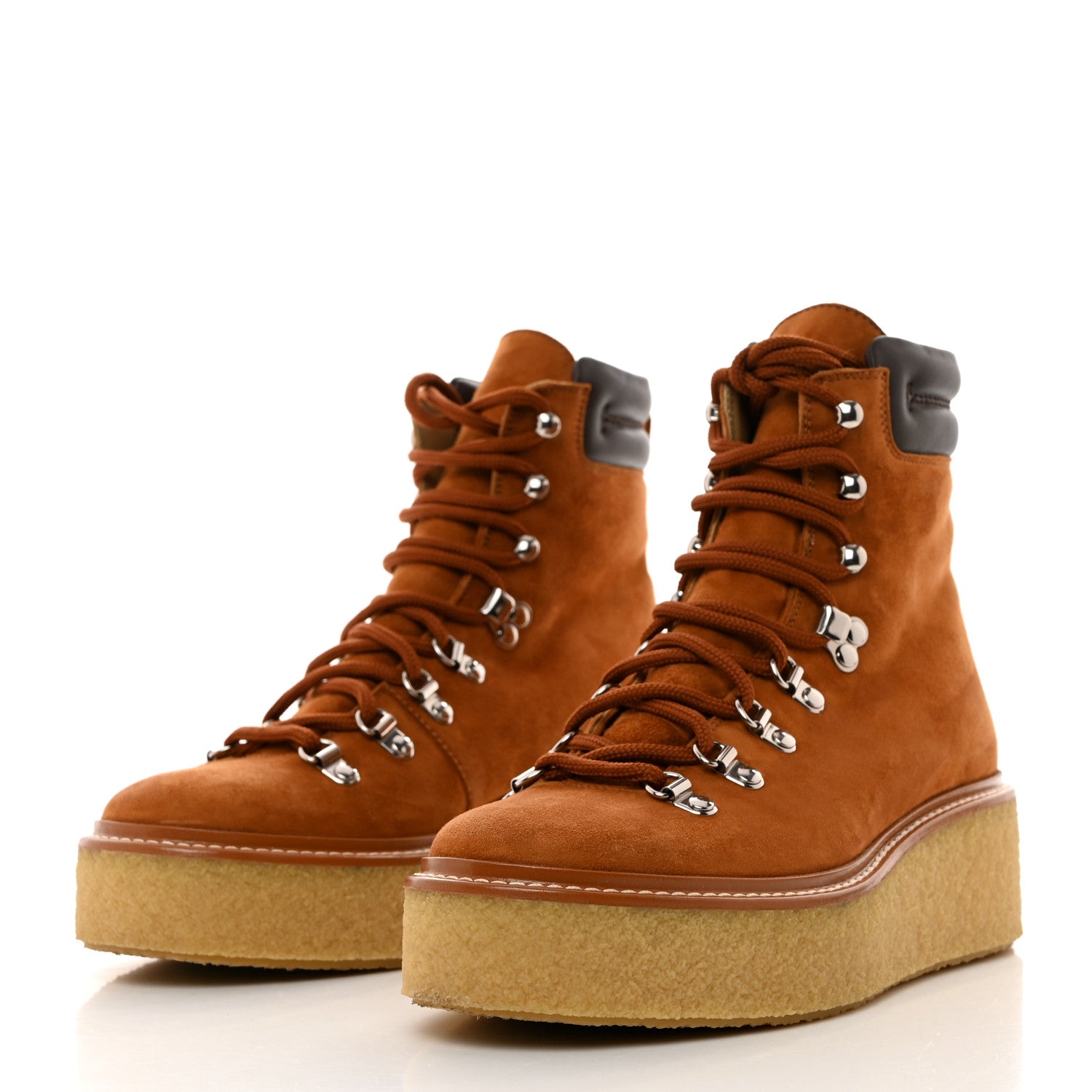 Hermes Suede Shearling Womens Discovery Ankle Boots 36 Camel Ecru 3 of 8